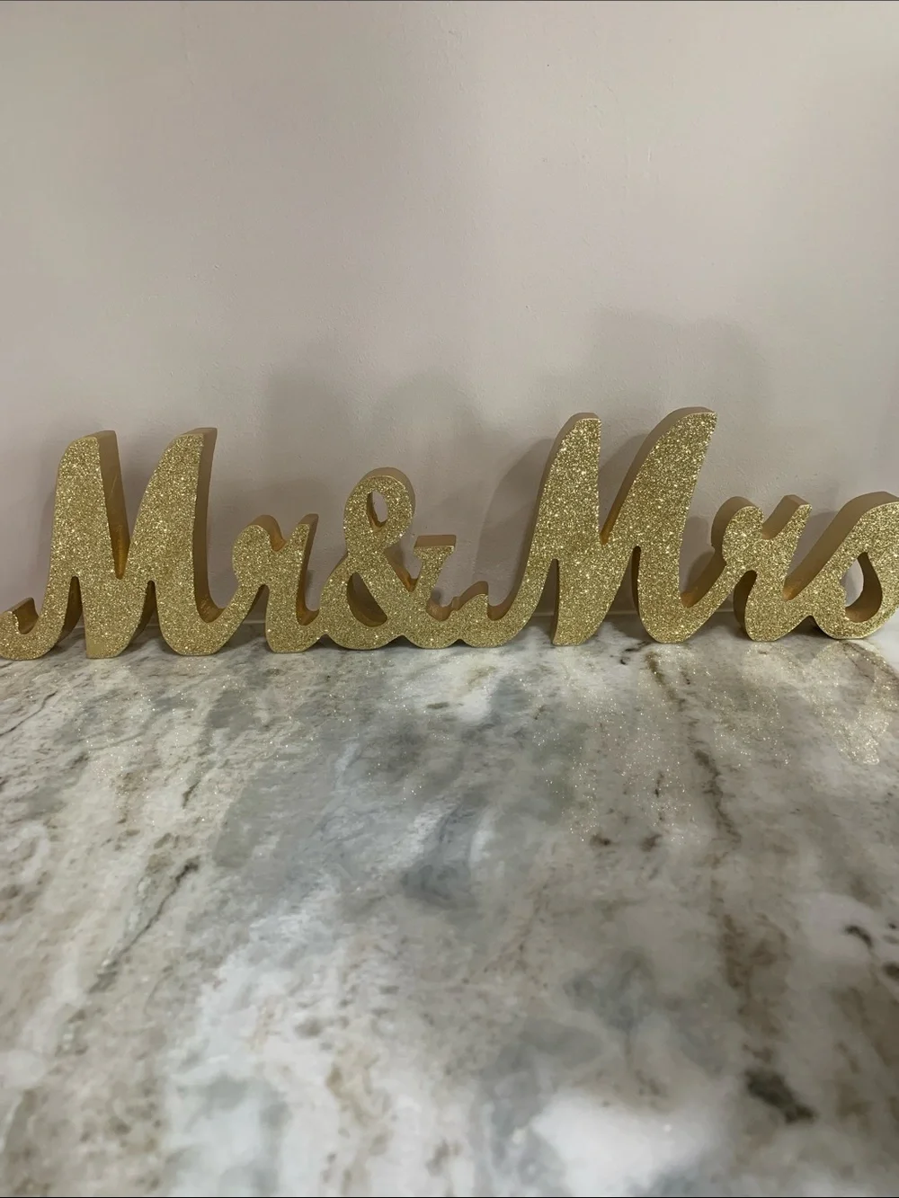 Gold Glitter 'Mr & Mrs' Wedding Table Sign